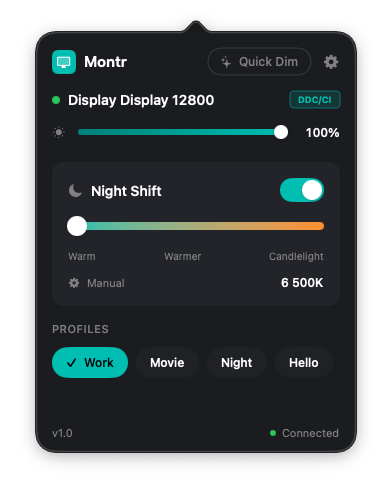 Montr - Display Control Menu Bar App